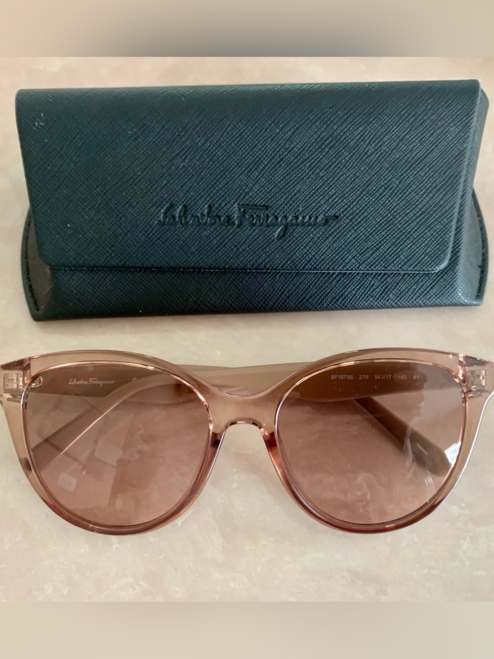 Salvatore Ferragamo Rose Pink Transparent Frame Sunglasses